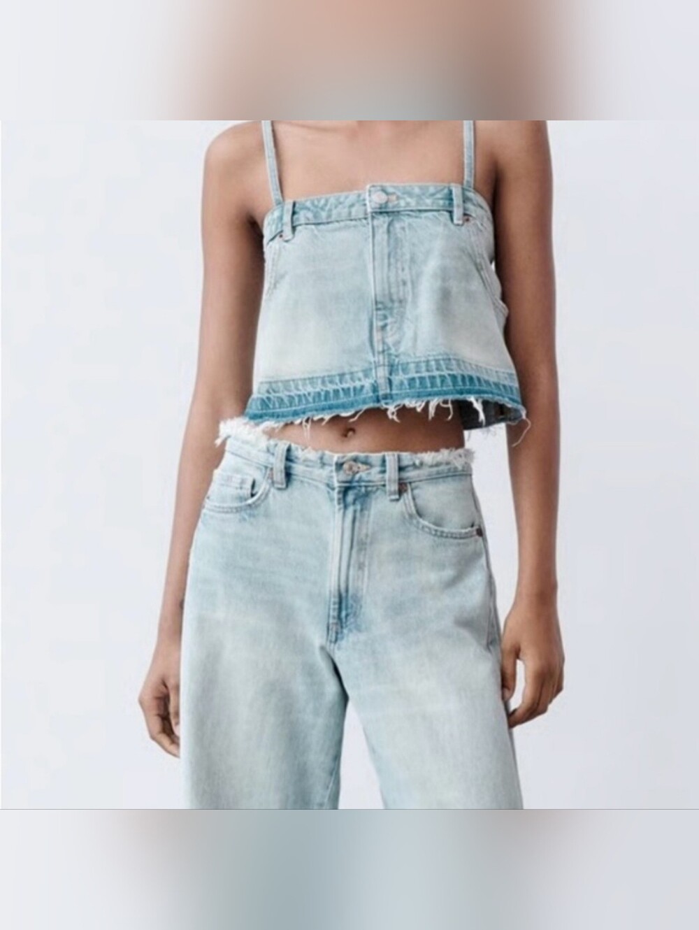 Zara Denim Crop Top- Size Small *NWT*